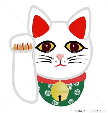 白い招き猫の顔イラスト 白い招き猫の顔イラスト 138624408