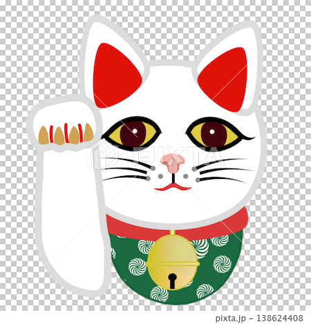 白い招き猫の顔イラスト 白い招き猫の顔イラスト 138624408