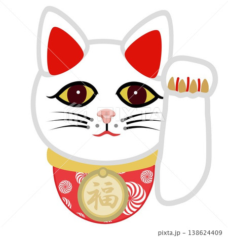 白い招き猫の顔イラスト 白い招き猫の顔イラスト 138624409