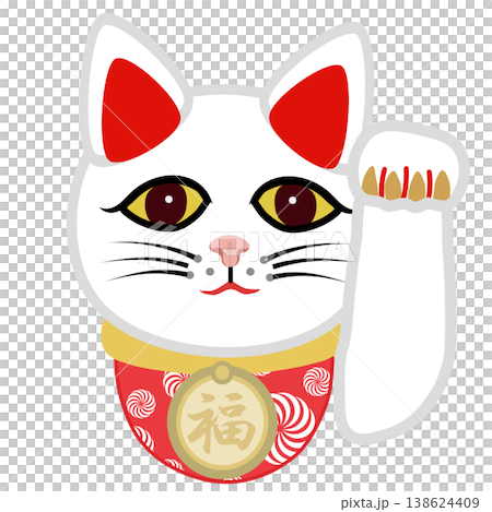 白い招き猫の顔イラスト 白い招き猫の顔イラスト 138624409