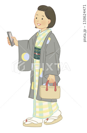 着物を着た女性のイラスト 138624471