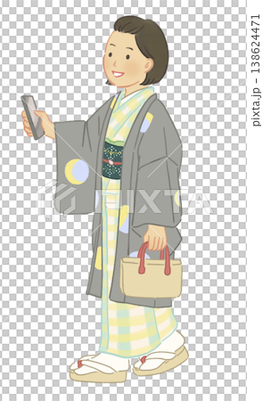 着物を着た女性のイラスト 138624471