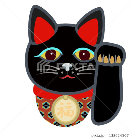 黒い招き猫の顔イラスト 黒い招き猫の顔イラスト 138624507
