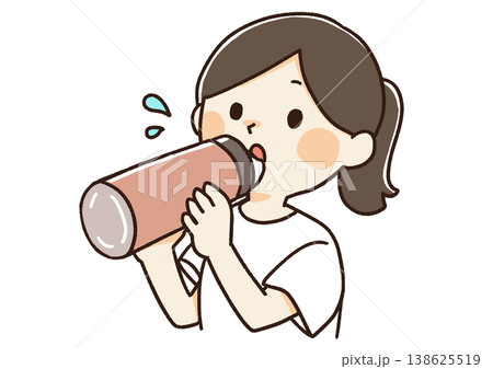水分補給をする女性のイラスト 水分補給をする女性のイラスト 138625519