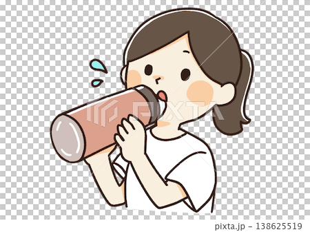 水分補給をする女性のイラスト 水分補給をする女性のイラスト 138625519