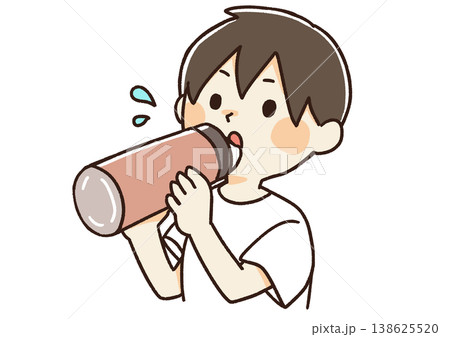 水分補給をする男性のイラスト 水分補給をする男性のイラスト 138625520