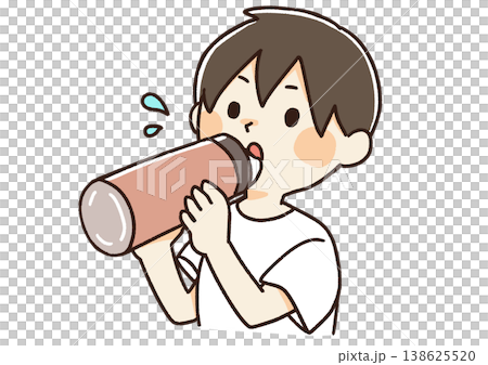 水分補給をする男性のイラスト 水分補給をする男性のイラスト 138625520