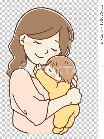 一個媽媽抱著一個嬰兒的插圖 138625611