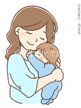 赤ちゃんを抱っこするママのイラスト 138625612
