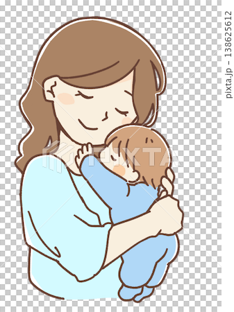 赤ちゃんを抱っこするママのイラスト 138625612