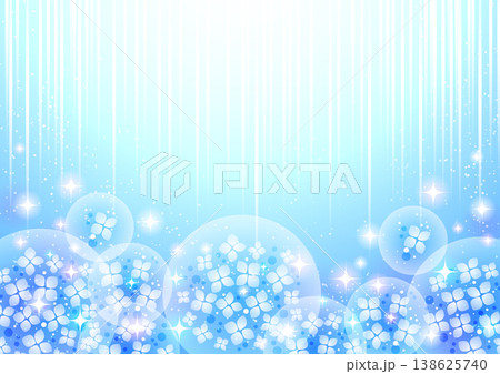 梅雨、あじさい玉、スピード線、青、かわいい、横 138625740