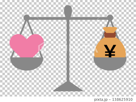 A scale that weighs the value of love against money; a balance between profit and loss and emotions; a scale that represents the balance between work and personal life. A scale that weighs the value of love against money; a balance between profit and loss and emotions; a scale that represents the balance between work and personal life. 138625910