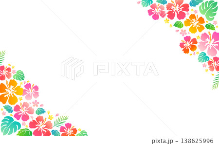 シンプルなハイビスカスのシルエットフレーム1_横 138625996