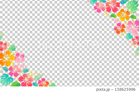 シンプルなハイビスカスのシルエットフレーム1_横 138625996