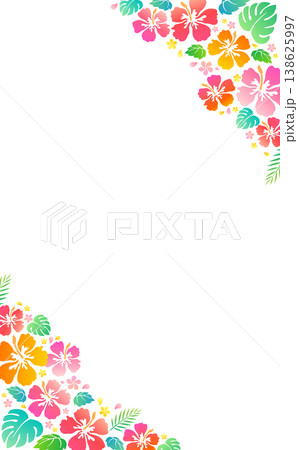 シンプルなハイビスカスのシルエットフレーム1_縦 138625997