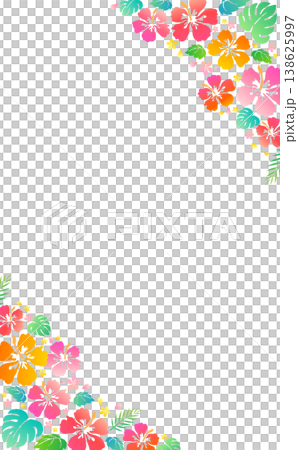 シンプルなハイビスカスのシルエットフレーム1_縦 138625997