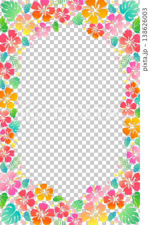 シンプルなハイビスカスのシルエットフレーム4_縦 138626003