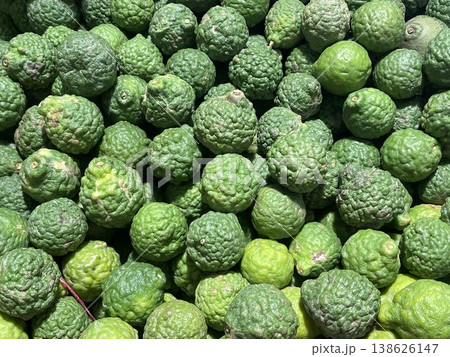 Close Up Of Fresh Kaffir Lime Citrus Hystrix Fruits 138626147