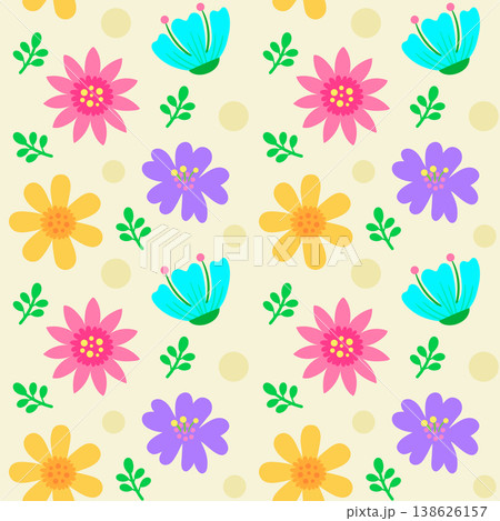 Cute Floral Seamless Pattern with Abstract flower for Spring Summer Beauty Theme Cute Floral Seamless Pattern with Abstract flower for Spring Summer Beauty Theme 138626157