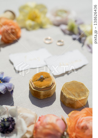 Velvet Ring Boxes With Pastel Florals Romantic Wedding Detail Velvet Ring Boxes With Pastel Florals Romantic Wedding Detail 138626436