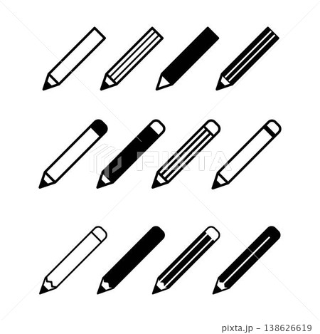 Pencil icon vector doodle element set for education in a glyph pictogram illustration Pencil icon vector doodle element set for education in a glyph pictogram illustration 138626619