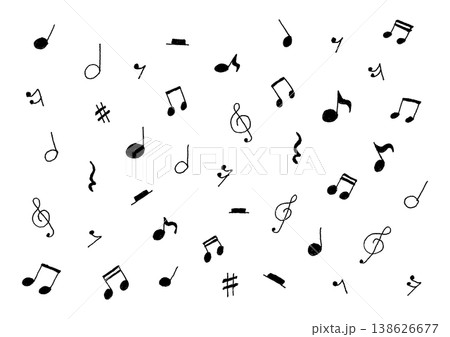 音楽記号のシンプルな手描きイラストセット（黒） 138626677