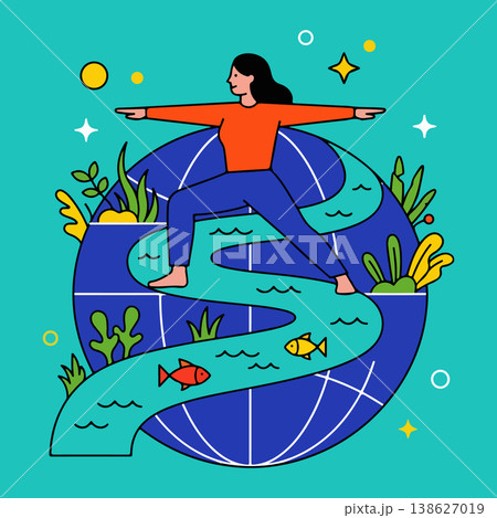 Yoga on Earth Illustration 138627019