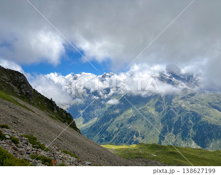 Clouds over mountain slopes of Mont Blanc massif, France Clouds over mountain slopes of Mont Blanc massif, France 138627199