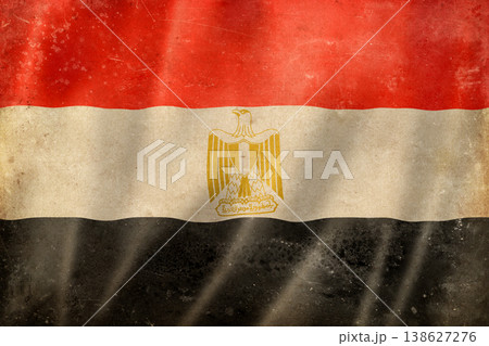 Old vintage flag of Egypt, worn and stained Old vintage flag of Egypt, worn and stained 138627276
