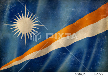 Old vintage flag of Marshall Islands, worn and stained 138627278