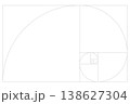 薄いグレーの黄金比の螺旋と長方形 138627304