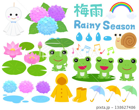 梅雨のイラストセット 梅雨のイラストセット 138627486