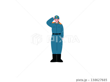 敬礼する消防士の女性のイラスト 138627685