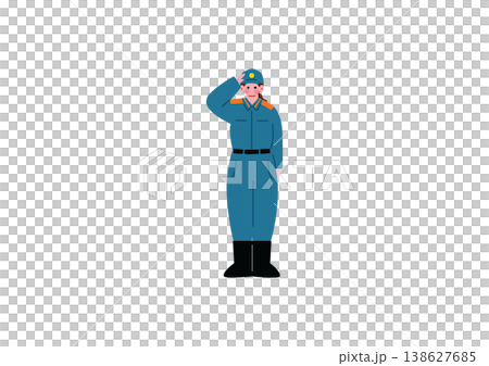 敬礼する消防士の女性のイラスト 138627685