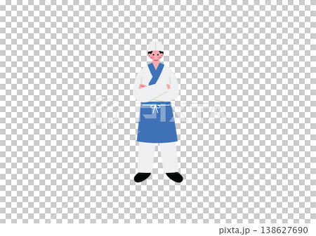 日本料理屋で働く板前男性のイラスト 日本料理屋で働く板前男性のイラスト 138627690