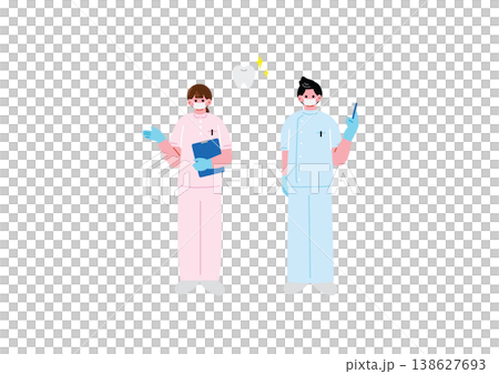 牙科診所工作人員的插圖 138627693