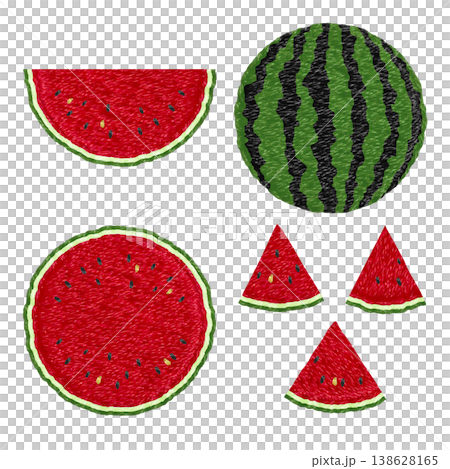 [Watermelon Set] Hand-embroidered illustration materials 138628165
