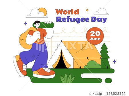 World Refugee Day Vector Illustration With Family Support, Shelter Tent, Helping Hands and Humanitarian Aid for Global Awareness Design World Refugee Day Vector Illustration With Family Support, Shelter Tent, Helping Hands and Humanitarian Aid for Global Awareness Design 138628323