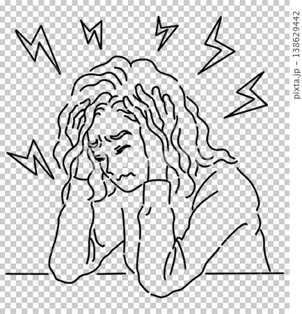 頭を抱えてイライラしている女性 頭を抱えてイライラしている女性 138629442