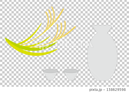 Image of Japanese sake | Sake bottle, sake cup, and rice Image of Japanese sake | Sake bottle, sake cup, and rice 138629598
