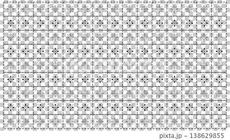 A decorative grid background with two types of geometric patterns arranged alternately. A decorative grid background with two types of geometric patterns arranged alternately. 138629855