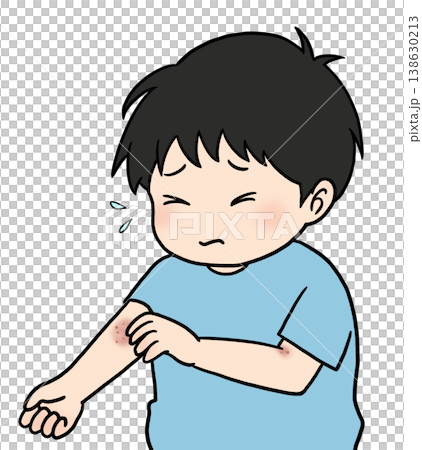 湿疹を掻く男の子のイラスト 湿疹を掻く男の子のイラスト 138630213