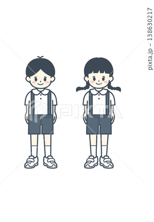 未就学児 男女 サロペット 子供イラスト シンプルな立ち絵 138630217