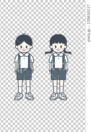 未就学児 男女 サロペット 子供イラスト シンプルな立ち絵 138630217