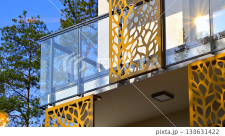 Apartments in residential complex. Housing structure at modern house.  Architecture for property investment. and architecture details. Urban abstract - windows of apartment building. 138631422
