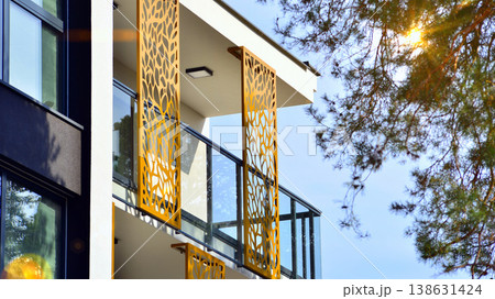 Apartments in residential complex. Housing structure at modern house. Architecture for property investment. and architecture details. Urban abstract - windows of apartment building. Apartments in residential complex. Housing structure at modern house. Architecture for property investment. and architecture details. Urban abstract - windows of apartment building. 138631424