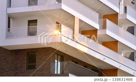 Apartments in residential complex. Housing structure at modern house.  Architecture for property investment. and architecture details. Urban abstract - windows of apartment building. 138631466