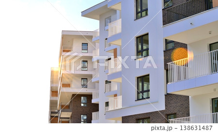 Apartments in residential complex. Housing structure at modern house. Architecture for property investment. and architecture details. Urban abstract - windows of apartment building. Apartments in residential complex. Housing structure at modern house. Architecture for property investment. and architecture details. Urban abstract - windows of apartment building. 138631487