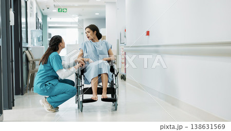 Doctor, wheelchair patient and talking people consulting over healthcare service, wellness surgery or medical support. Clinic, help and medical expert, nurse or surgeon chat to person with disability Doctor, wheelchair patient and talking people consulting over healthcare service, wellness surgery or medical support. Clinic, help and medical expert, nurse or surgeon chat to person with disability 138631569