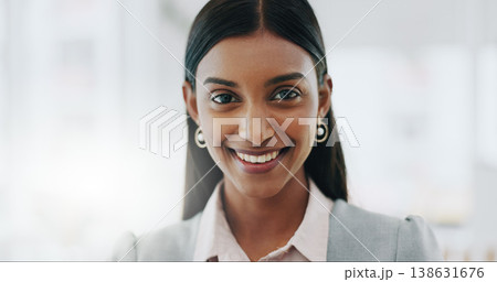 Business woman, portrait and smile on face in an office with confidence and career pride. Professional entrepreneur person from India at corporate company with positive attitude and happiness Business woman, portrait and smile on face in an office with confidence and career pride. Professional entrepreneur person from India at corporate company with positive attitude and happiness 138631676